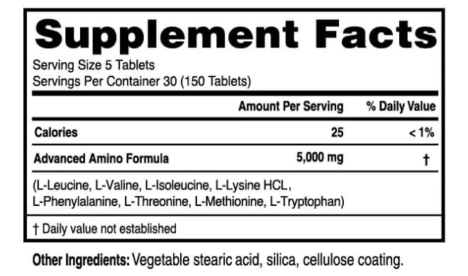 Advanced Amino Formula Supplement Fact