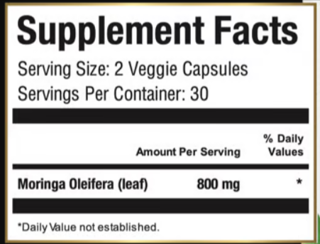 Moringa Magic Supplement Fact